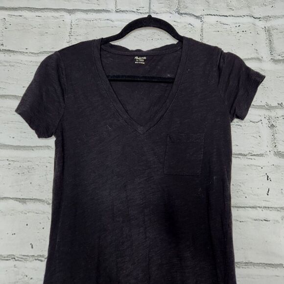 Madewell Women's Solid Black Short-Sleeved T-Shirt Size XXS With Pocket - Picture 5 of 11